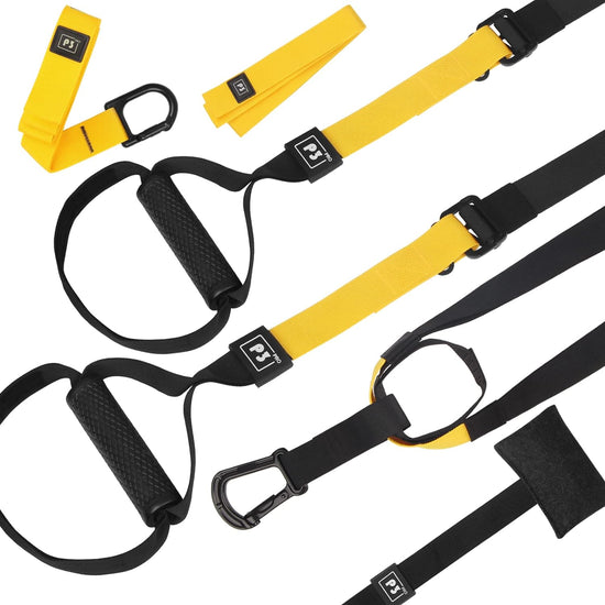 Suspension Trainer Resistance System Training Kit Bodyweight Workouts for Home, Travel, and Outdoors, Build Muscle, Burn Fat, Improve Cardio