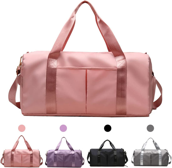 Sport Gym Bag with Dry Wet Separated and Shoes Compartment Lightweight Handbag Yoga Bag, Travelling Bag for Men Women with Adjustable Strap, Large Capacity Fitness Bag (Pink)