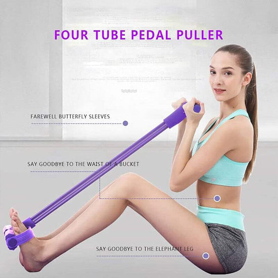 Versatile Fitness Resistance Bands with Foot Pedals - Multi-Functional Exercise Tension Ropes for Home Workouts, Durable NBR Foam & Natural Latex Material