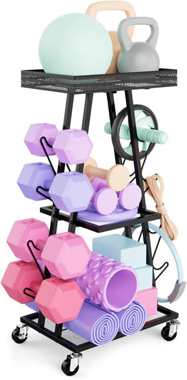 Dumbbell Rack, Weight Rack for Dumbbells, Compact A-Frame Home Gym Space Saver, Home Gym Storage Rack for Yoga Mat Kettlebells and Strength Training Equipment, Weight Storage Holder Rack For
