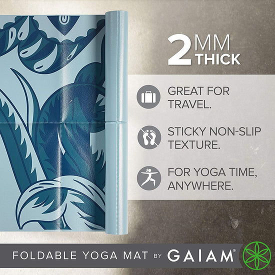 Yoga Mat - Folding Travel Fitness & Exercise Mat - Foldable Yoga Mat for All Types of Yoga, Pilates & Floor Workouts (68"L X 24"W X 2Mm Thick)