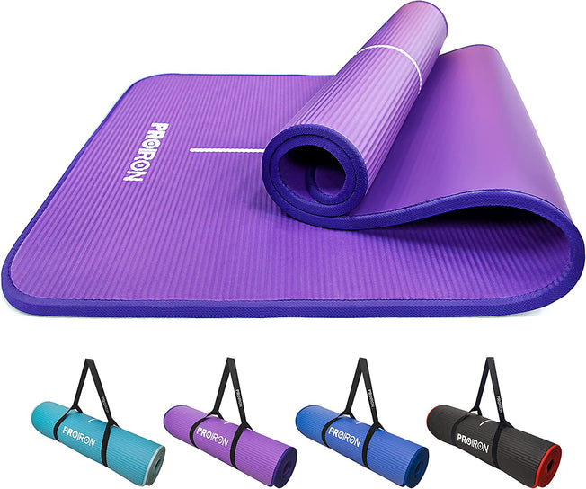 Yoga Mat Eco Friendly NBR All-Purpose 10Mm Thick Non-Slip Exercise Mat High Density Anti-Tear Pilates Mat with Carrying Strap for Yoga Pilates and Gymnastics - 183Cm X 66Cm X 1Cm - 4 Colours(Only Official Brand : )