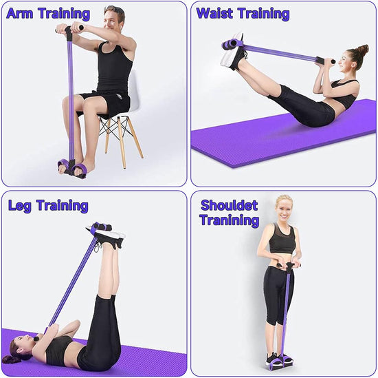 Multi-Function Tension Rope, 6-Tube Elastic Yoga Pedal Puller Resistance Band with Handles, Natural Latex Sit up Exercise Equipment Home Gym Tummy Trainer for Men Women