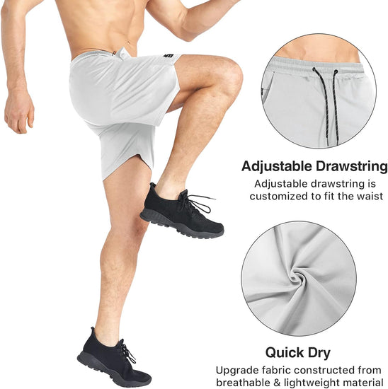 Men'S Lightweight Sport Shorts, Quick Dry Gym Shorts Workout Fitness Running Shorts Men with Zip Pocket