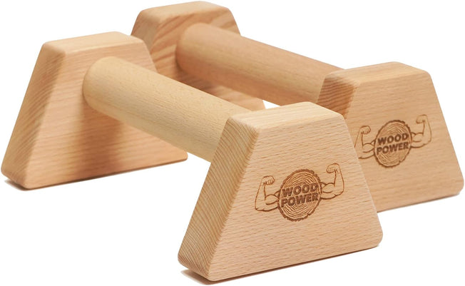 ® - Powerbars, Wooden Parallettes Push up Bars, Joint-Friendly Beech Wood Calisthenics Equipment for Home, Durable Handstand Trainer Push up Handles for Floors, XS, Set of 2