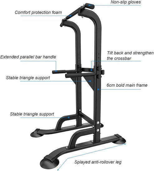 Power Tower Pull up Bar Dip Station and Height Adjustable Dip Bar Stand, Multi-Function Home Gym Exercise Equipment Strength Training Fitness Workout Station