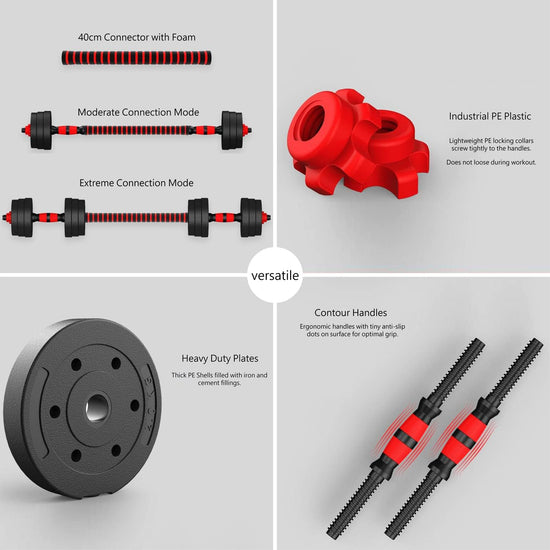Meteor Essential Barbell Set - Entry Level Dumbbell Set Home Gym Dumbbell Weightlifting Weight Plates Dumbbell Barbell