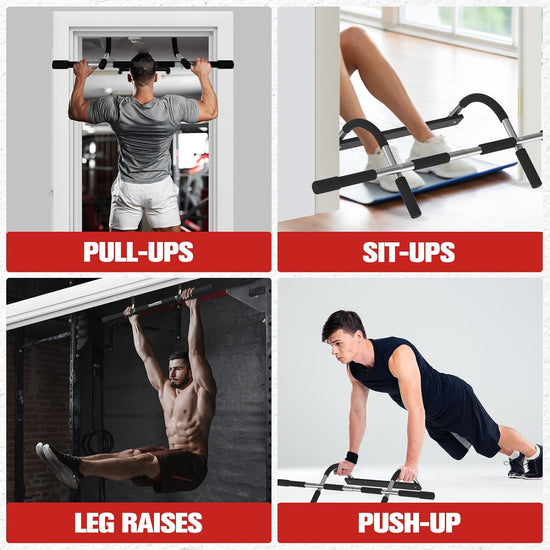 Pull-Up Bar Doorway Portable Chin-Up Bar Home Fitness Bar Upper Body Fitness Workout for Indoor Home Gyms Max Load 150Kg Black