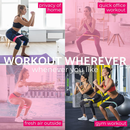 Resistance Bands Set - Skin Friendly Loop Bands with Workout Guide - Great for Exercise of Glutes Legs Thigh Fitness Physical Therapy Pilates