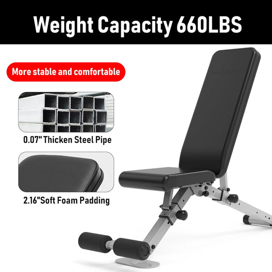 Adjustable Weight Bench Foldable Workout Exercise Bench with Automatic Lock for Upright Incline Decline and Flat Full Body Exercise