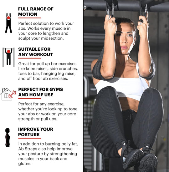 Hanging Ab Straps for Abdominal Muscle Building and Core Strength Training, Padded Pull up Straps for Ab Workouts, Arm Support Gym Equipment for Men and Women