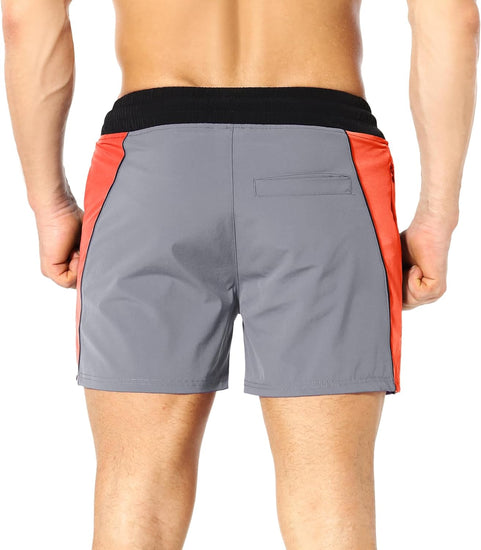 Men'S Gym Sport Shorts, Lightweight Workout Fitness Running Shorts 5" Quick Dry Exercise Bodybuilding Shorts Zip Pocket