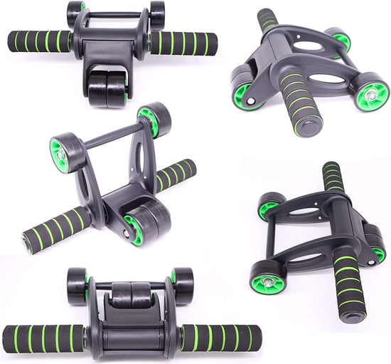 AB Roller Wheel with Mat for Abdominal Exercise, 4 Wheel Foldable Abs Roller for Women and Men Abdominal Muscle Training Wheel,Abs Exercise Wheel, Roller Stable to Prevent Rollover, Balance and Efficiency Perfect for Fitness Home Workout