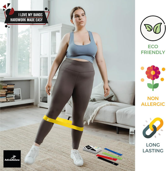 Resistance Bands, (Set of 5) Non-Slip Heavy Duty - Fitness Loop Bands - Workout Muscle Joint Activation Glute Butt Physical Therapy - Ideal for Home, Gym, Yoga, Pilates – Skin Friendly