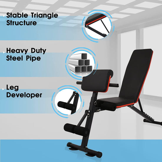 Adjustable Weight Bench, Full Body Workout Multi-Purpose Foldable Incline Decline Exercise Workout Bench for Home Gym