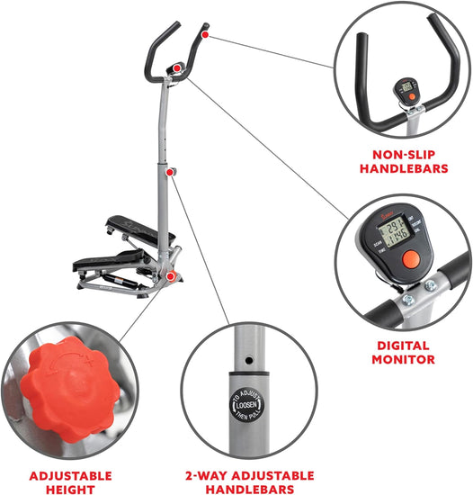 Twisting Stair Stepper Machine with Handlebar and Digital Display