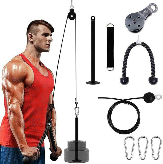 Fitness LAT Pulley System Cable Machine Attachment with Loading Pin for Pull down Pull up Crossover DIY Garage Gym Equipments by