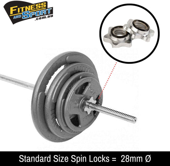 Pair of Collar Locks for Standard Barbell Weight Plates, 2-Pc. Set Standard Dumbbell Star and Spring Locks, High-Quality Steel for Ezy Curl Deadlift Parallel Bar Body Pump - Fitness Gym Exercise Equipment Accessories