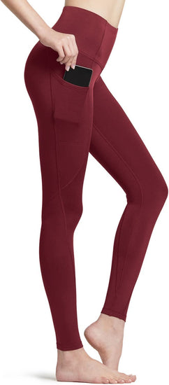 Women'S Thermal Tummy Control Yoga Pants with Pockets, High Waist Warm Fleece Lined Leggings, Winter Workout Running Tights