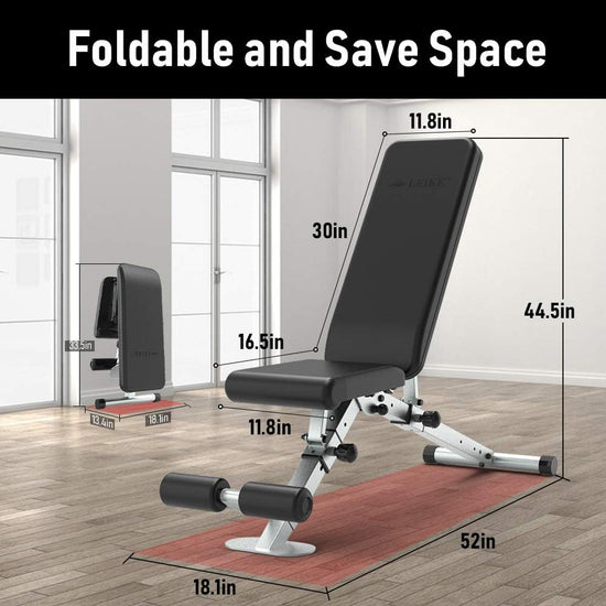 Adjustable Weight Bench Foldable Workout Exercise Bench with Automatic Lock for Upright Incline Decline and Flat Full Body Exercise