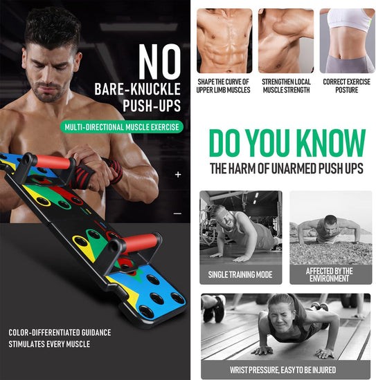 Push up Board Fitness Equipment-Push up Bar Core Muscle Trainer for Home Office Workout-Portable Fitness Exercise Tools Workout Push-Up Stands - Adjustable Pushup Board for Muscle Training