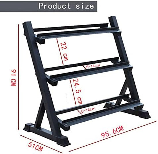3-Tier Heavy Duty Dumbbell Rack Storage Racking Shelving Home Gym 300KG