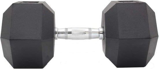 10KG Commercial Rubber Hex Dumbbell Gym Weight - Solid Intense Workout Training Exercise Home Gym with Chrome Handle Plate Gym Fitness