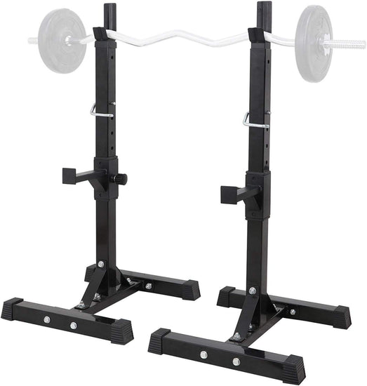 Pair of Adjustable Barbell Squat Rack Stand - High-Quality Olympic Barbell Holder, Power Portable Weight Lifting Standard Barbell Handle for Bench Press, Squats, Overhead Press Fitness Gym Exercise Equipment