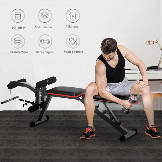 Weight Bench with Leg Extension and Curl, Adjustable Workout Bench Utility Incline Decline Benches for Home Gym Full Body Exercise & Strength Training