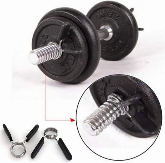 Spring Collar Clips for Olympic Bars Dumbells Barbells Gym Equipment Clamp, Soft Plastic Handles, High Grade Steel, Weightlifting, Gym, Fitness