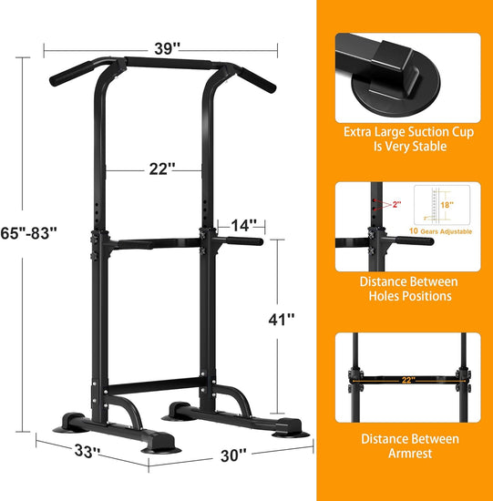 Multi-Function Power Tower Adjustable Height Pull up and Dip Station Strength Training Fitness Workout Station