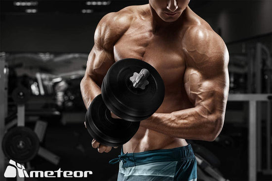 METEOR ESSENTIAL DUMBBELL SET Weight Dumbbells Plates Home Gym Fitness Exercise