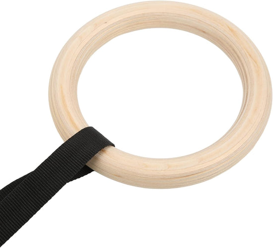Wooden Combination Fitness Products Gymnastic Rings, with Adjustable Buckle Straps, 330Lbs Capacity, Pull up Exercise Rings, for Home Gym Workout