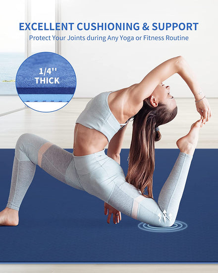 Large Yoga Mat (183 X 114Cm; 6Mm Thick) Extra Wide Workout Mat for Men and Women, Yoga Mat Thick Exercise Mats for Home Workout, Yoga, Pilates