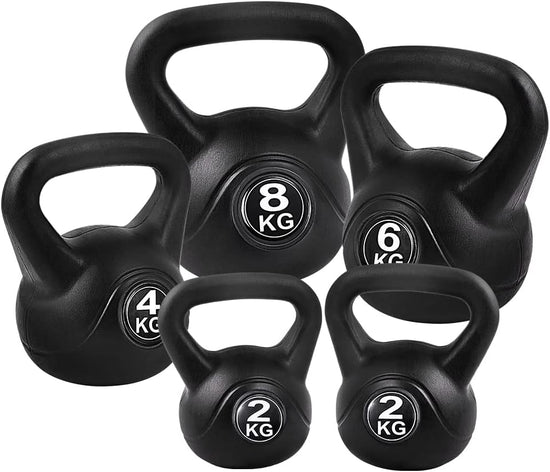 Kettlebell, 2/4/6/8/12/16Kg Kettlebells Weights Strength Training Kettle Bell Workout Exercise Fitness Equipment for Home Gym, with Anti-Slip Carry Handle and Stable Base Black