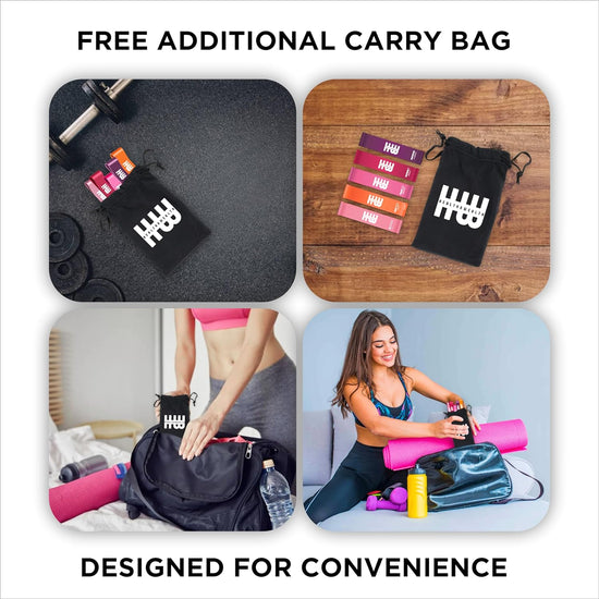 Health & Wealth Resistance Bands Set - Versatile for Yoga, Pilates, Fitness & Weightlifting - 5 Strength Levels for Muscle Recovery & Physiotherapy - Includes Free Carry Bag for Gym Convenience