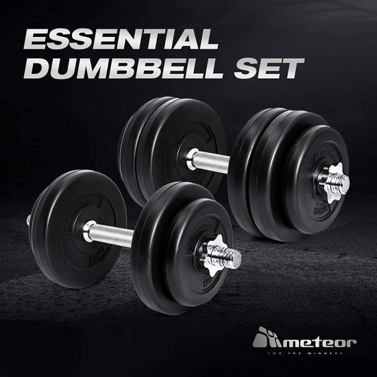 METEOR ESSENTIAL DUMBBELL SET Weight Dumbbells Plates Home Gym Fitness Exercise