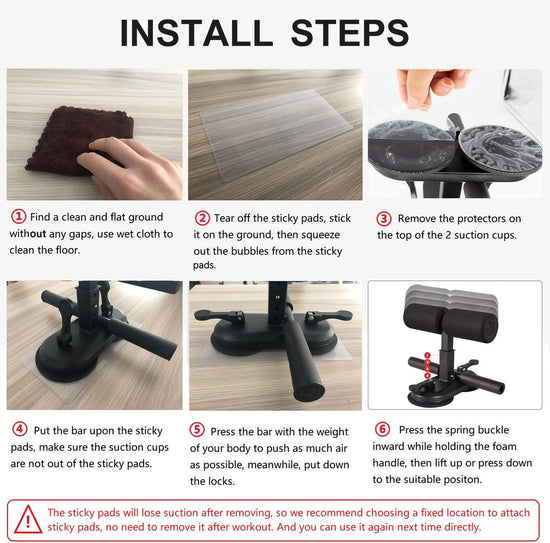Sit up Bar for Floor Sit up Assistant Device - Portable Adjustable Situp Foot Holder - Abs Master Pro - Sit-Up Exercise Equipment with 2 Strong Suction Cups and 4 Positions