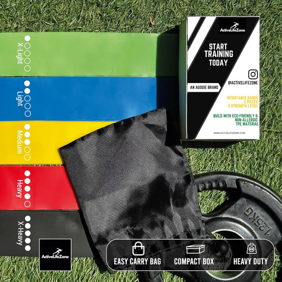 Resistance Bands, (Set of 5) Non-Slip Heavy Duty - Fitness Loop Bands - Workout Muscle Joint Activation Glute Butt Physical Therapy - Ideal for Home, Gym, Yoga, Pilates – Skin Friendly