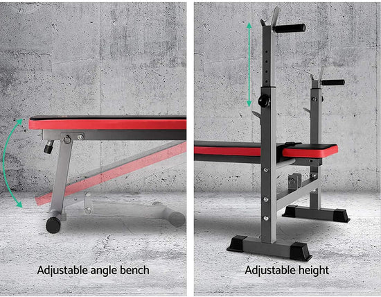 Weight Bench Multi Station Press Barbell Home Gym FID Chair Flat Incline Decline Toning Exercise Equipment Military Row Leg Extension Preacher Curl