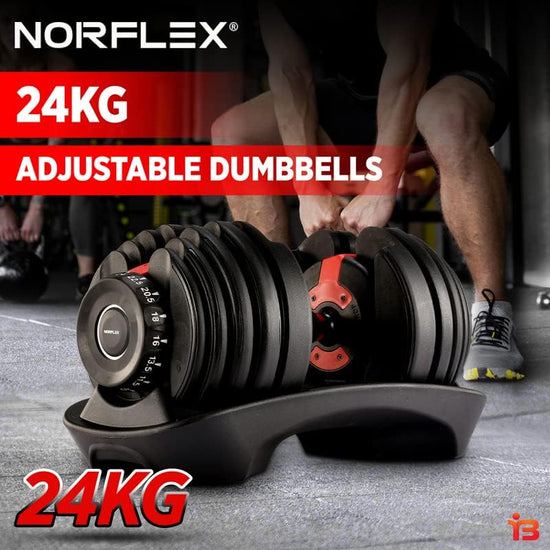 24Kg Smart Adjustable Dumbbells for Home, Gym, Exercise & Fitness - High-Intensity Muscle Building Weight Lifting Plates with Holder Safety Lock - Gym Workout Equipment for Men & Women