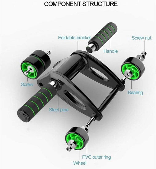 AB Roller Wheel with Mat for Abdominal Exercise, 4 Wheel Foldable Abs Roller for Women and Men Abdominal Muscle Training Wheel,Abs Exercise Wheel, Roller Stable to Prevent Rollover, Balance and Efficiency Perfect for Fitness Home Workout