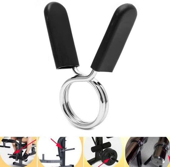 Spring Collar Clips for Olympic Bars Dumbells Barbells Gym Equipment Clamp, Soft Plastic Handles, High Grade Steel, Weightlifting, Gym, Fitness