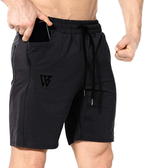 Mens Gym Running Shorts, Workout Athletic Bodybuilding Fitness Shorts with Zip Pockets