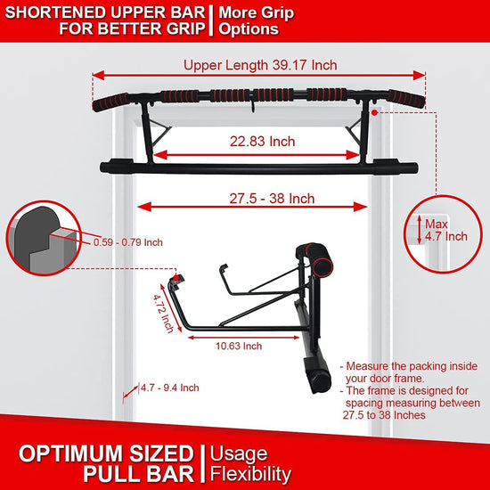 [2023 Upgrade] Multi-Grip Pull up Bar for Doorway, Portable Pullup Chin up Bar Home, No Screws, Multifunctional Dip Bar Fitness, Door Exercise Equipment Body Gym System Trainer
