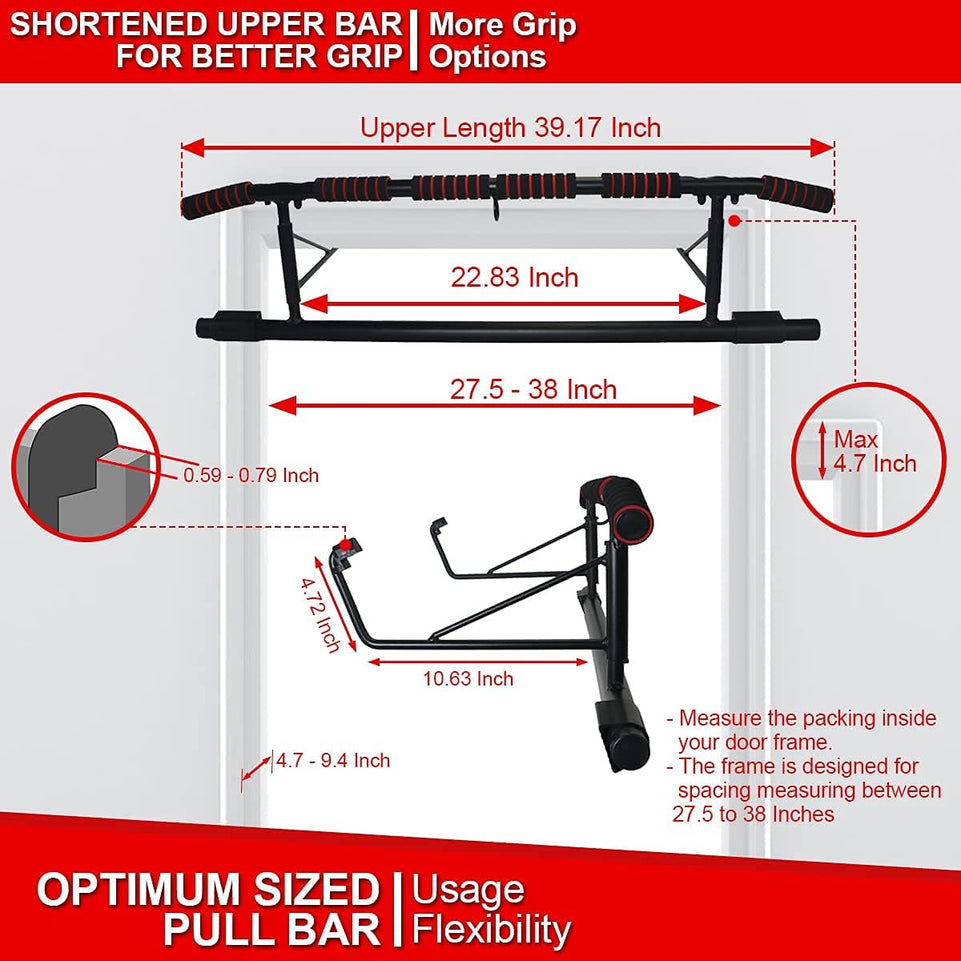 [2023 Upgrade] Multi-Grip Pull up Bar for Doorway, Portable Pullup Chin up Bar Home, No Screws, Multifunctional Dip Bar Fitness, Door Exercise Equipment Body Gym System Trainer
