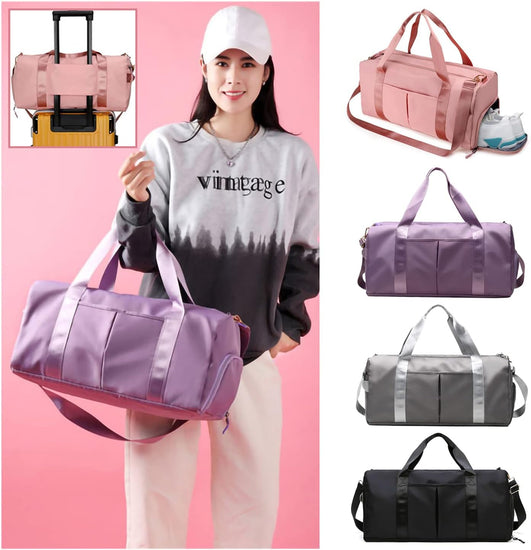 Sport Gym Bag with Dry Wet Separated and Shoes Compartment Lightweight Handbag Yoga Bag, Travelling Bag for Men Women with Adjustable Strap, Large Capacity Fitness Bag