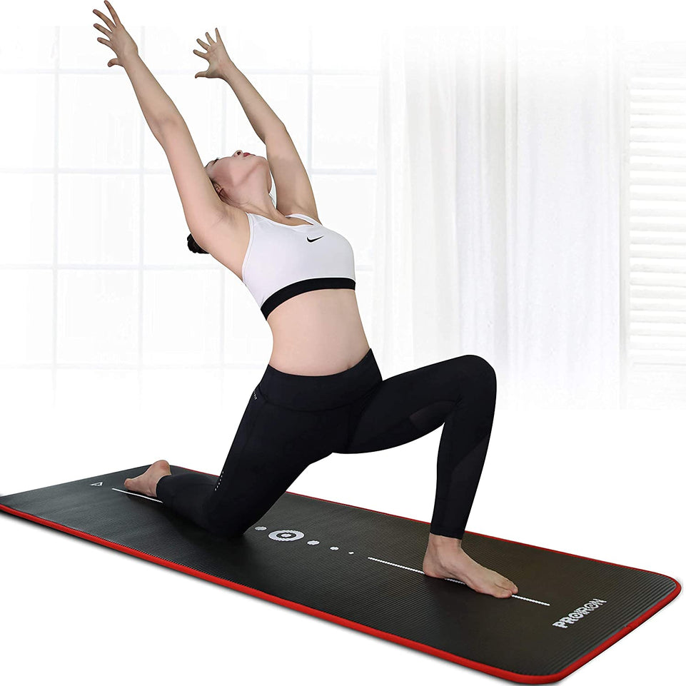 Yoga Mat Eco Friendly NBR All-Purpose 10Mm Thick Non-Slip Exercise Mat High Density Anti-Tear Pilates Mat with Carrying Strap for Yoga Pilates and Gymnastics - 183Cm X 66Cm X 1Cm - 4 Colours(Only Official Brand : )