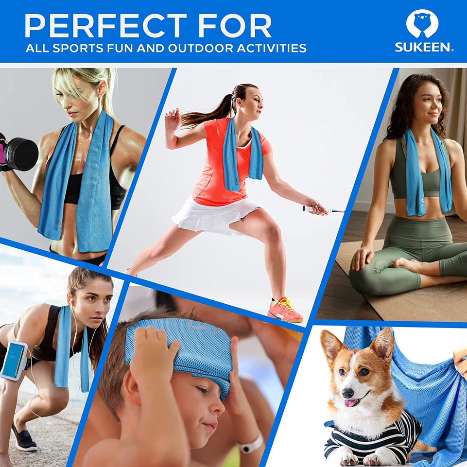 KUEN [4 Pack] Cooling Towel (40"X12"), Ice Towel, Soft Breathable Chilly Towel, Microfiber Towel for Yoga, Sport, Running, Gym, Workout,Camping, Fitness, Workout & More Activities