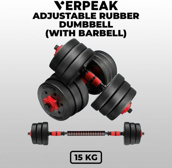 Adjustable Dumbbell Set with Barbell - Best for Home Gym Weight Lifting, Fitness Workout Exercise. Suitable for Men & Women. Available in 10/15/20/40 Kg